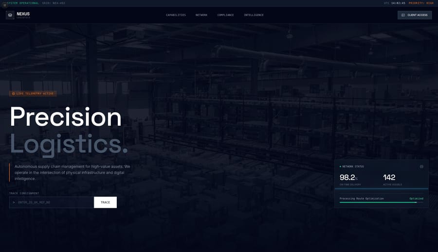 Precision Logistics homepage